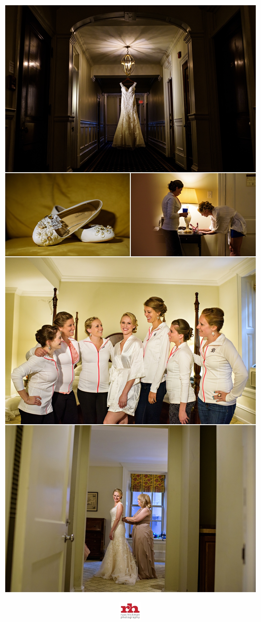A bride gets ready with her girls at the Racquet Club of Philadelphia Wedding.